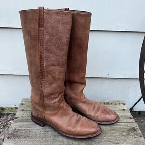 Justin Boots Santa Fe Pebbled Brown 15” Cowgirl Equestrian Riding Boots 7.5B